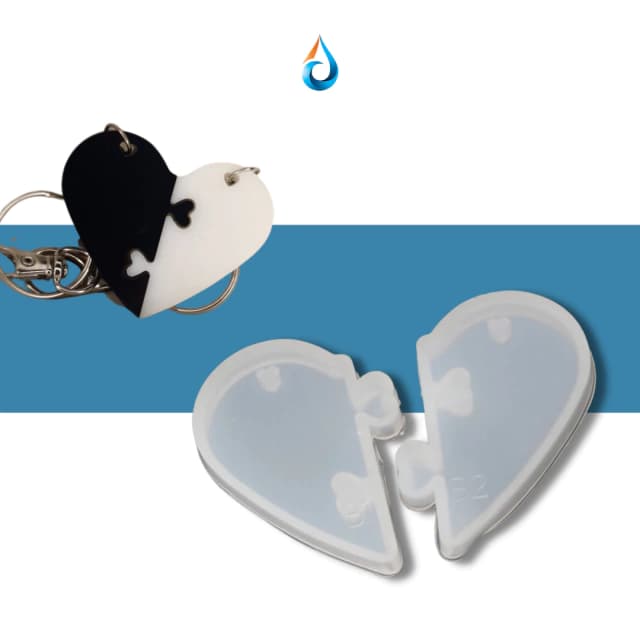 Molde Silicona Corazón Dividido para Parejas